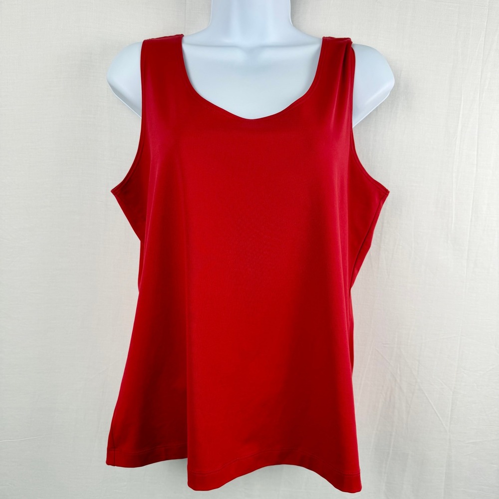 Chicos Microfiber Tank Top Red Scoop Neck Sleeveless Stretch Size 2 L Large